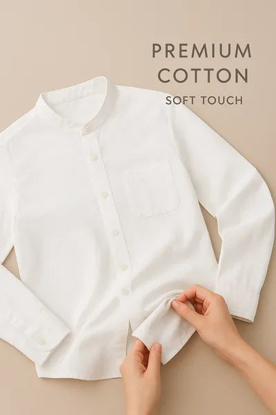 Men's Mandarin Collar Premium Line White Cotton Linen Shirt Half Sleeves (Pack Of 4)