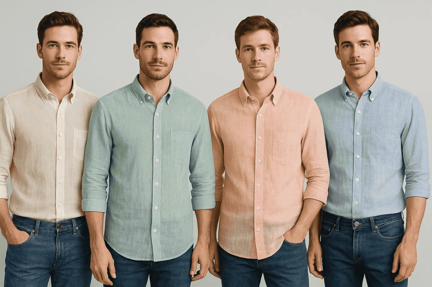 Men's Cotton Linen Shirt (Pack Of 4)