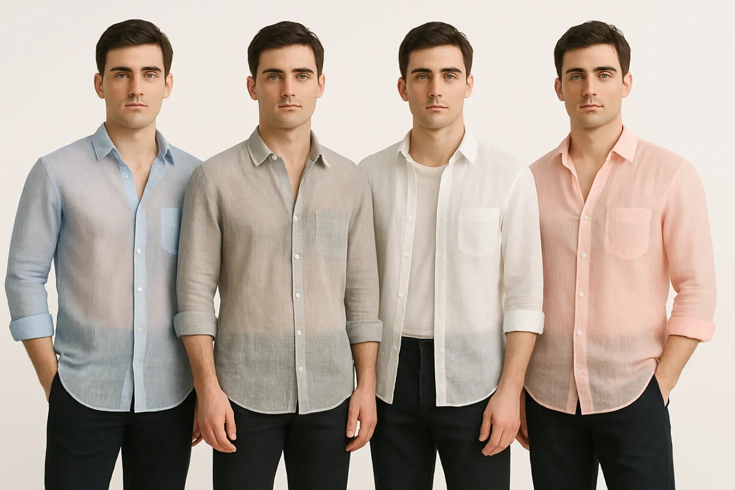 Men's Cotton Linen Shirt (Pack Of 4)