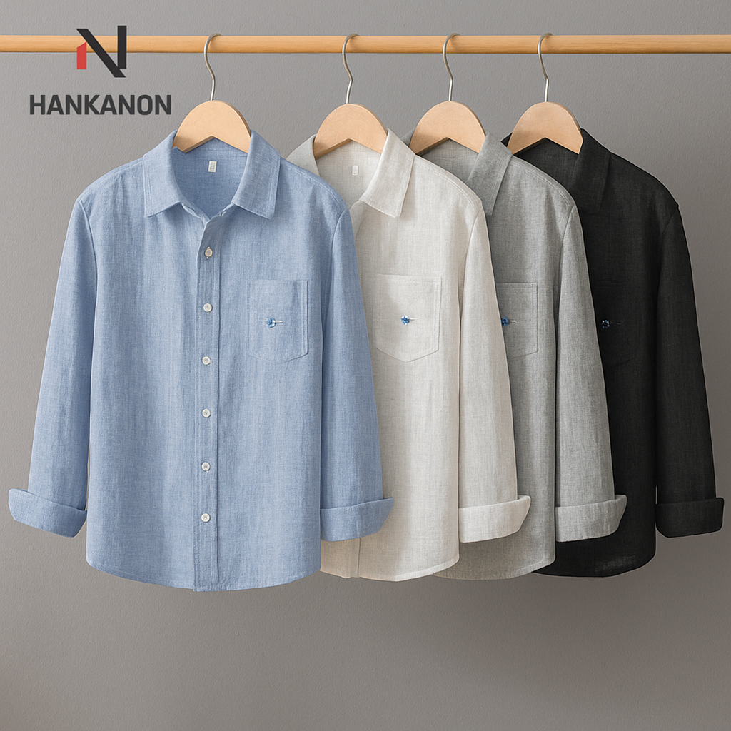 100% Cotton Breathable Soft Oxford Long-Sleeved Shirt ( Pack of 4 )