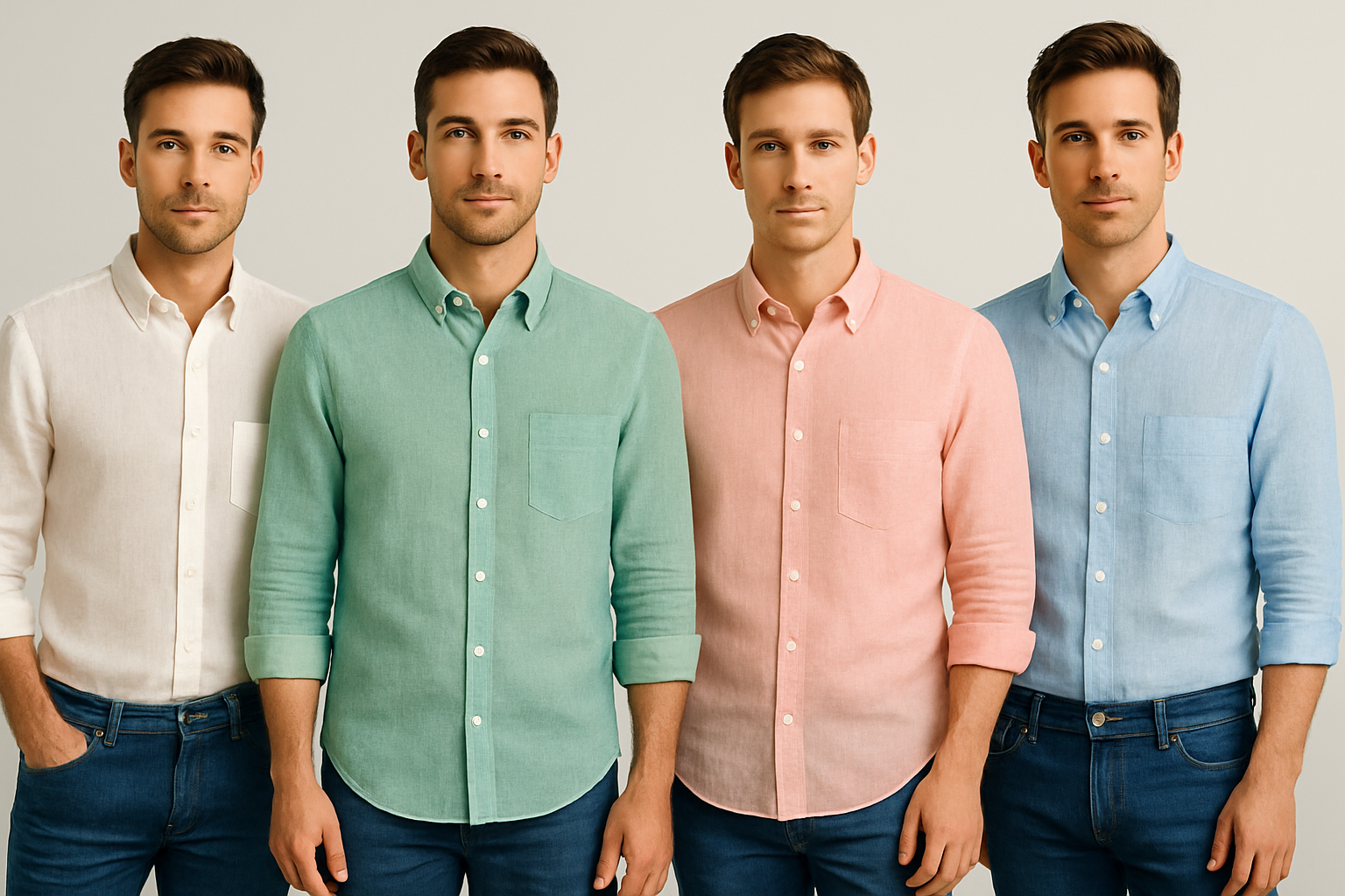 Men's Cotton Linen Shirt (Pack Of 4)