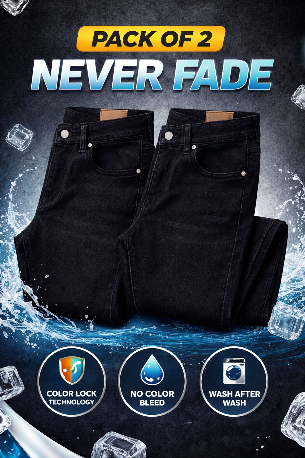Never Fade Premium Denim Jeans (Pack of 2 )