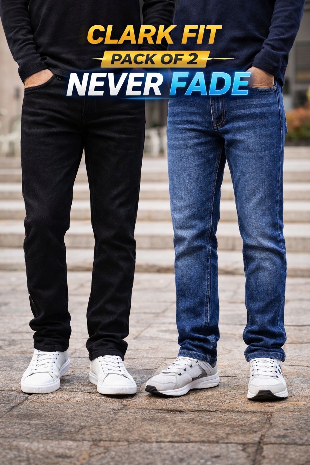 Pack of 2 Premium Never Fade Denim Jeans