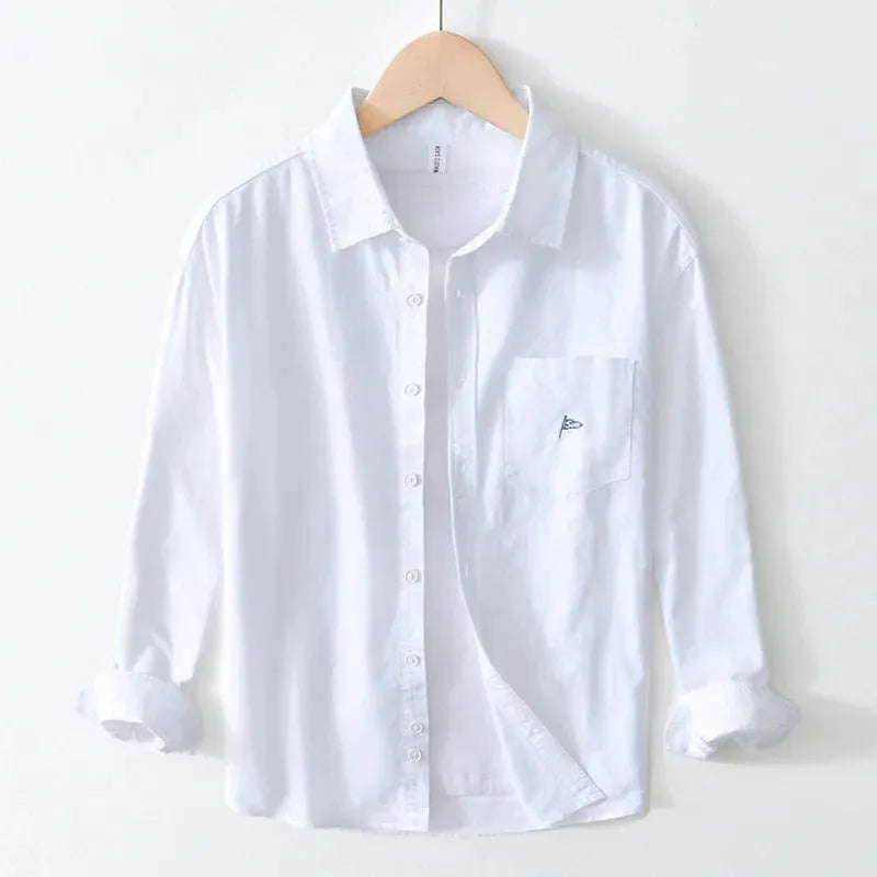 100% Cotton Breathable Soft Oxford Long-Sleeved Shirt ( Pack of 4 )