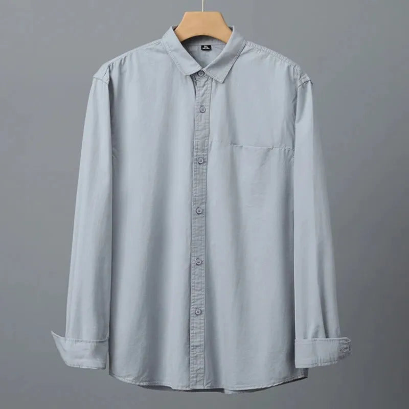 100% Cotton, Men's Solid Color, Breathable, Casual, Durable Long-sleeved Shirt (Pack Of 4)